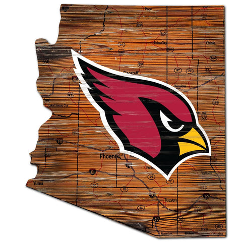 Cardinals 24" Wood State Road Map Sign Large NFL