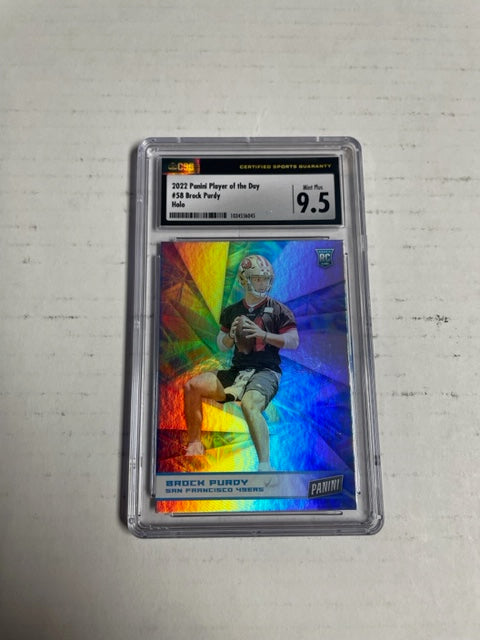 49ers Brock Purdy 2022 Panini Player of the Day No.58 Foil Rookie CSG JP Sports 49ers Brock Purdy 2022 Panini Player of the Day No.58 Foil Rookie CSG JP Sports