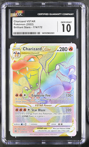 Pokémon Charizard VStar 2022 Brilliant Stars No.174 Holo CGC Graded 10 Single Card