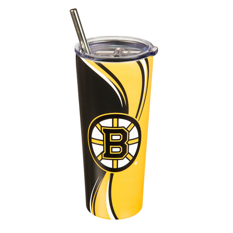 Bruins 20oz Stainless Steel Tumbler w/ Straw and Cleaning Brush