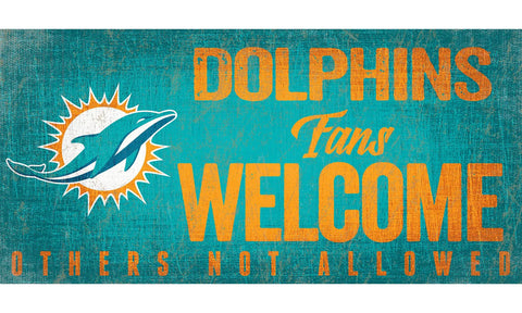 Dolphins 6x12 Wood Sign Fans Welcome