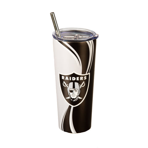 Raiders 20oz Stainless Steel Tumbler w/ Straw and Cleaning Brush