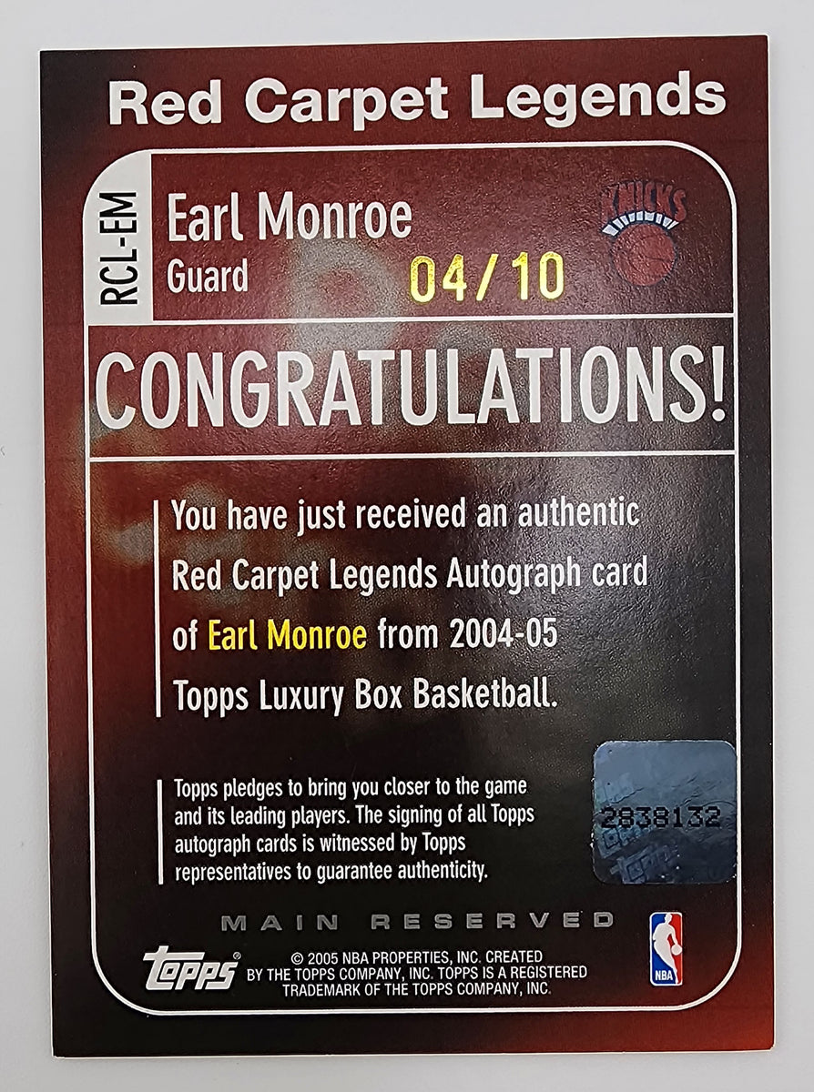 Knicks Earl Monroe 2005 Topps-Red Carpet Legends #RCL-EM 04/10