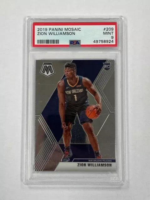 Pelicans Zion Williamson 2019-20 Panini Mosaic No.209 PSA Graded 9 Prizm  Rookie Single Card