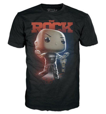 WWE Funko Mens Shirt - The Rock w/ Belt Large