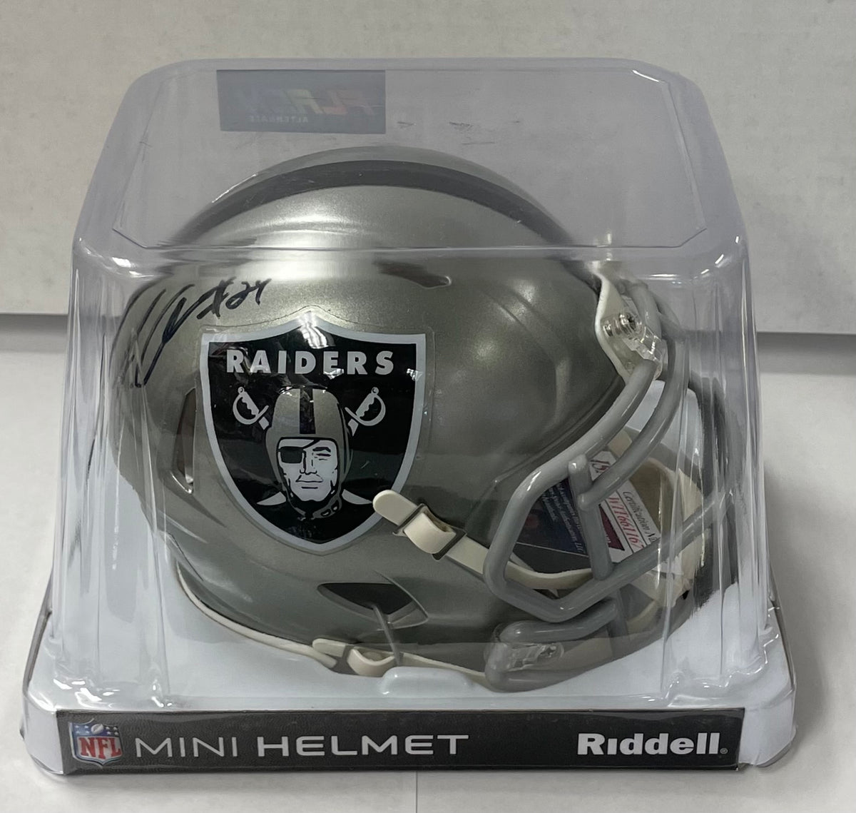 Raiders Mini Helmet Speed Flash - Johnathan Abram - Autographed w