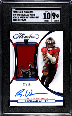 Buccaneers Rachaad White 2022 Panini Flawless No.RPA-RW #07/10 SGC Graded 9 Autographed Relic Rookie Single Card