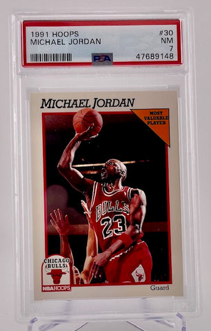 Bulls Michael Jordan 1991 NBA Hoops No. 30 PSA Graded 7 Single Card