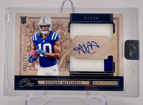 Colts Adonai Mitchell 2024 Panini One No.37 #122/199 Autographed Relic Rookie Single Card