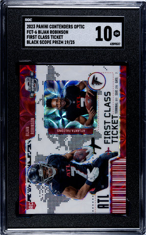 Falcons Bijan Robinson 2023 Panini Contenders Optic No.FCT-6 #19/25 SGC Graded 10 Rookie Single Card