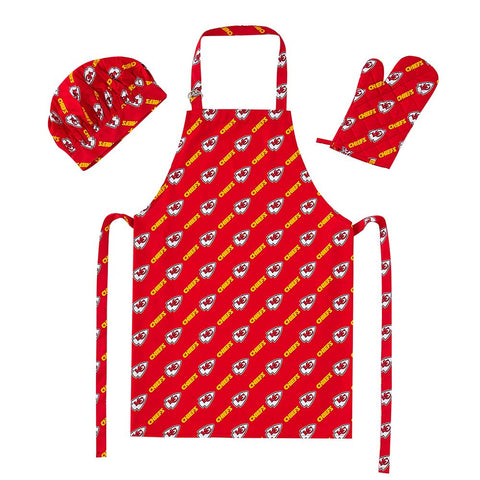 Chiefs 3-Piece Apron, Oven Mitt & Chef Hat Set