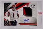 Bengals Ja'Marr Chase 2022 Panini Limited No.107 #30/75 Autographed Relic Rookie Single Card