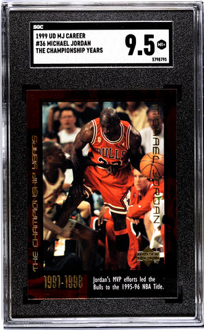 Bulls Michael Jordan 1999 Upper Deck MJ Career No.36 The Championship Years SGC Graded 9.5 Single Card (5798795)
