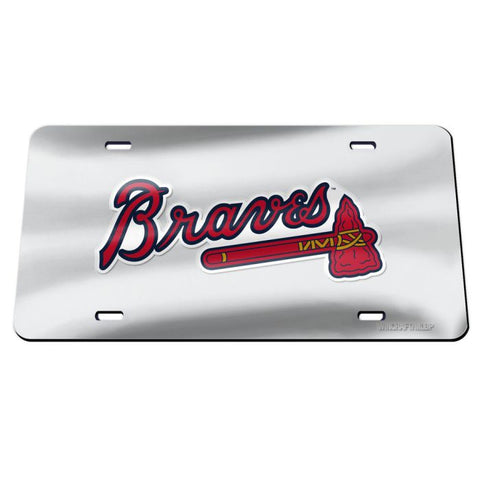 Braves Laser Cut License Plate Tag Acrylic Silver