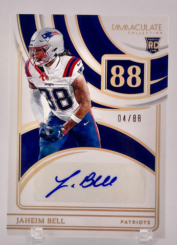 Patriots Jaheim Bell 2024 Panini Immaculate No.INS-JBL #04/88 Autographed Rookie Single Card