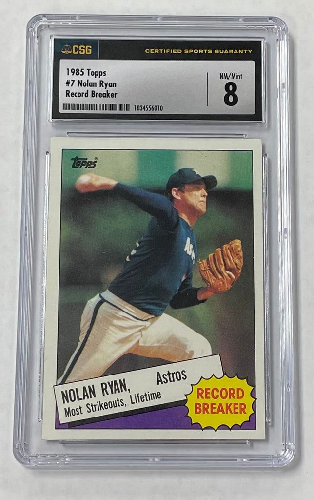 Astros Nolan Ryan 1985 Topps No.7 CSG 8 Graded Single Card JP Sports Astros Nolan Ryan 1985 Topps No.7 CSG 8 Graded Single Card JP Sports