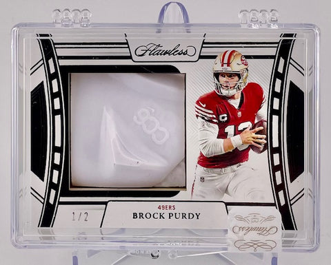 49ers Brock Purdy 2024 Panini Flawless No.FC-BPY #1/2 Spike Relic Single Card