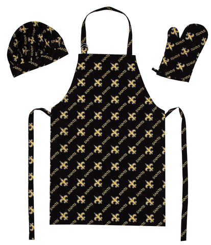 Saints 3-Piece Apron, Oven Mitt & Chef Hat Set
