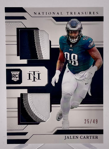 Eagles Jalen Carter 2023 Panini National Treasures No.RDM-JCR #25/49 Relic Rookie Single Card