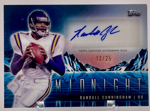 Vikings Randall Cunningham 2024 Topps Midnight No.HZS-RC #12/25 Autographed Single Card