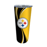 Steelers 20oz Stainless Steel Tumbler w/ Straw and Cleaning Brush