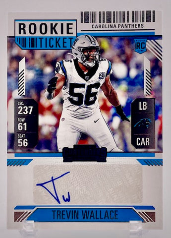 Panthers Trevin Wallace 2024 Panini Contenders No.205 Autographed Rookie Single Card