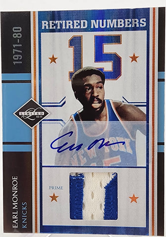 Knicks Earl Monroe 2010-11 Panini Limited No.10 #5/5 Autographed Relic Single Card