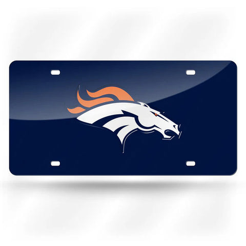 Broncos Laser Cut License Plate Tag Color Blue