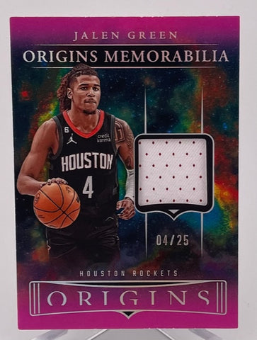 Rockets Jalen Green 2023-24 Panini Origins No.OM-GRE #04/25 Relic Single Card