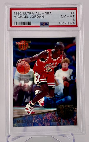 Bulls Michael Jordan 1992 Fleer Ultra No. 4 PSA Graded 8 Single Card