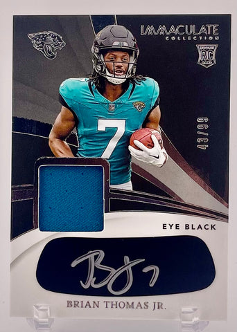 Jaguars Brian Thomas Jr 2024 Panini Immaculate No.EYE-BTJ #13/99 Autographed Relic Rookie Single Card
