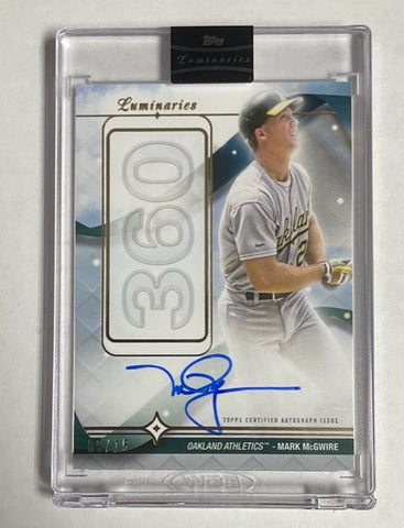 Athletics Mark McGwire 2023 Topps Luminaries No. HRK-MM2 #09/15 On-Card Autographed Single Card