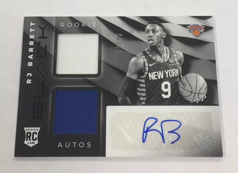 Knicks RJ Barrett 2019-20 Panini Black #48/49 Autographed Duel Relic Rookie Single Card