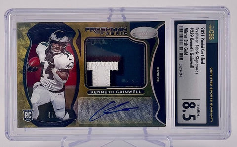 Eagles Kenneth Gainwell 2021 Panini Certified No.239 #4/7 CSG Graded 8.5 Autographed Relic Rookie Single Card