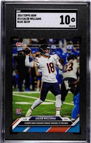 Bears Caleb Williams 2024 Topps Now No.14 #30/49 SGC Graded 10 Rookie Single Card