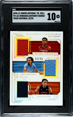 Edwards/Anthony/Okoro 2020-21 Panini National Treasures No.TM-AC #22/25 Relic SGC Graded 10 Single Card