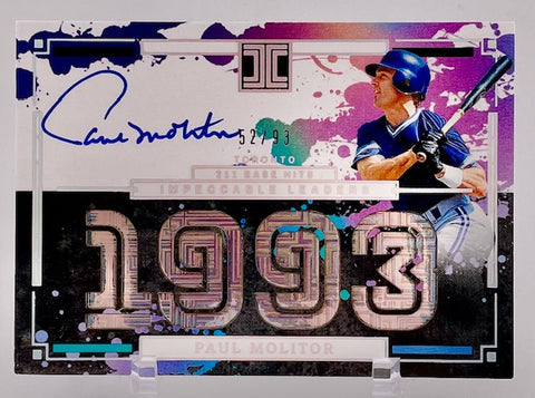 Blue Jays Paul Molitor 2025 Panini Impeccable No.ILS-PM #52/93 Autographed Single Card