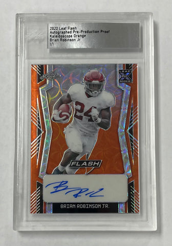 Brian Robinson Jr 2022 Leaf Flash Pre-Production 1/1 Kaleidoscope Orange Autographed Rookie Single Card