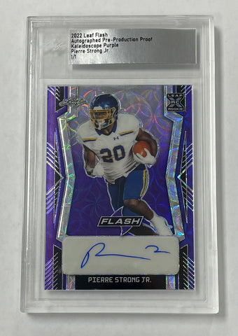 South Dakota State Pierre Strong Jr 2022 Leaf Flash Pre-Production 1/1 Kaleidoscope Purple Autographed Rookie Single Card