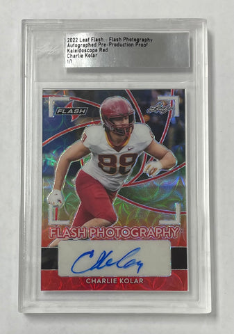 Charlie Kolar 2022 Leaf Flash Pre-Production 1/1 Kaleidoscope Red Autographed Rookie Single Card