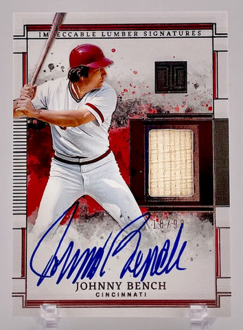 Reds Johnny Bench 2025 Panini Impeccable No.ILS-JB #18/99 Autographed Relic Single Card