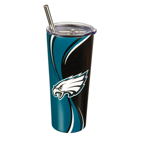Eagles 20oz Stainless Steel Tumbler w/ Straw and Cleaning Brush