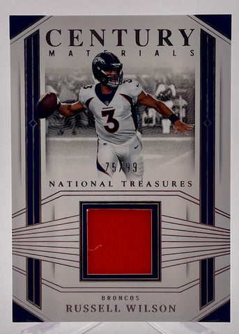 Broncos Russell Wilson 2023 Panini National Treasures No.CEN-RWN #75/99 Relic Single Card