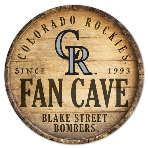 Rockies Wood Sign Round 14" Fan Cave