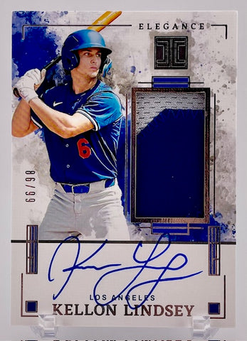 Dodgers Kellon Lindsey 2025 Panini Impeccable No.EJA-KL #86/99 Autographed Relic Single Card