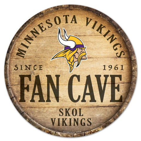 Vikings Wood Sign Round 14" Fan Cave