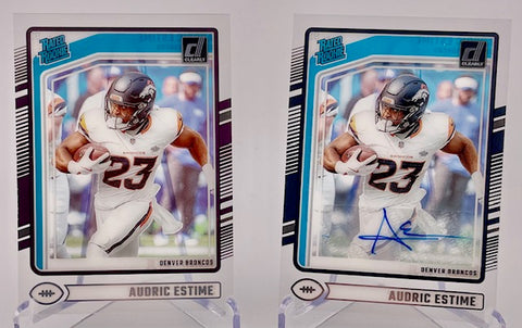 Broncos Audric Estime 2024 Panini Clearly Donruss No.93 Autographed-Base Rookie (Lot of 2) Single Card