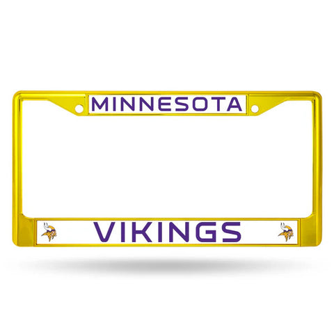 Vikings Chrome License Plate Frame Color Yellow