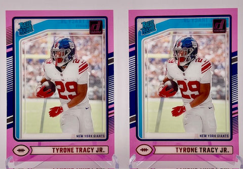 Giants Tyrone Tracy Jr 2024 Panini Clearly Donruss No.100 Pink (Lot of 2) Single Card