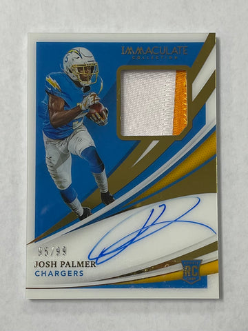 Chargers Josh Palmer 2021 Panini Immaculate No.127 95/99 Autographed Relic Rookie Single Card